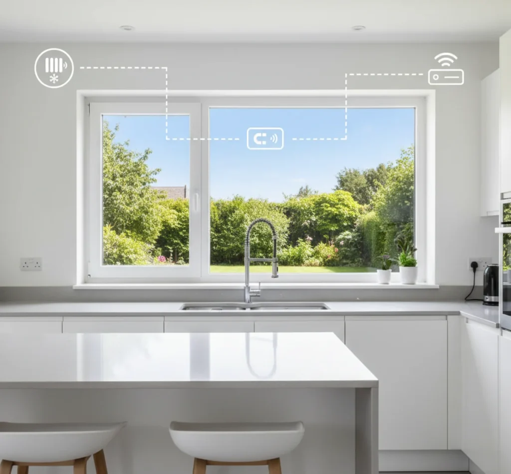 Ein Reedkontakt am Küchenfenster steuert die Heizung und spart Energie im Smart Home.