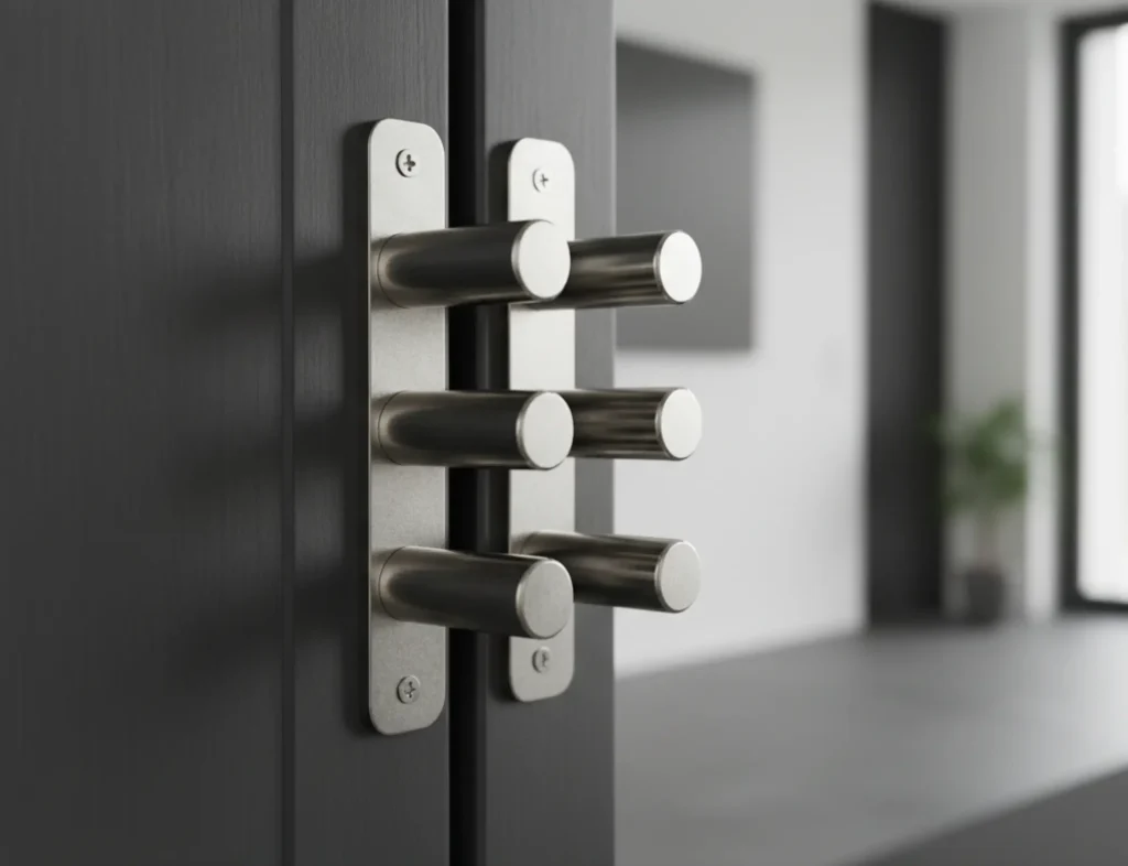 Eine massive 5-fach-Verriegelung als Teil der RC2-Sicherheitsausstattung einer Haustür.