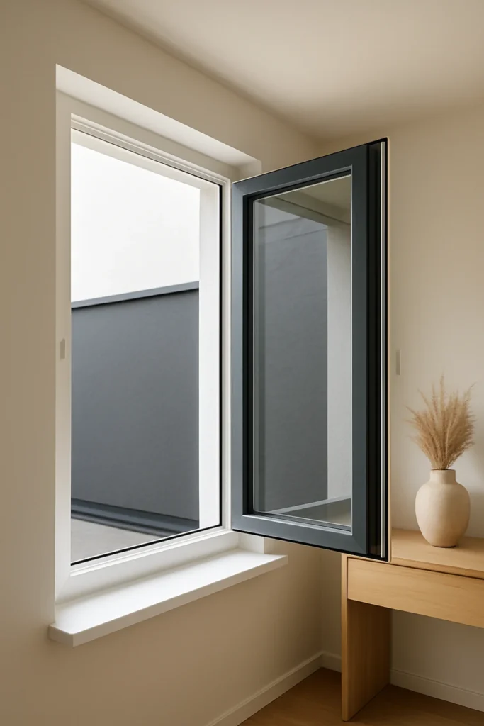 Bicolor-Fenster: innen weiß passend zum Raum, außen anthrazit passend zur Fassade