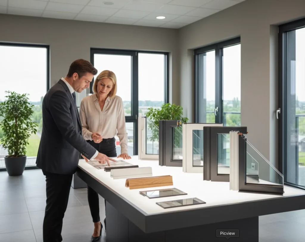 Professionelle Beratung zum Fensterkauf im Showroom eines Fachhändlers