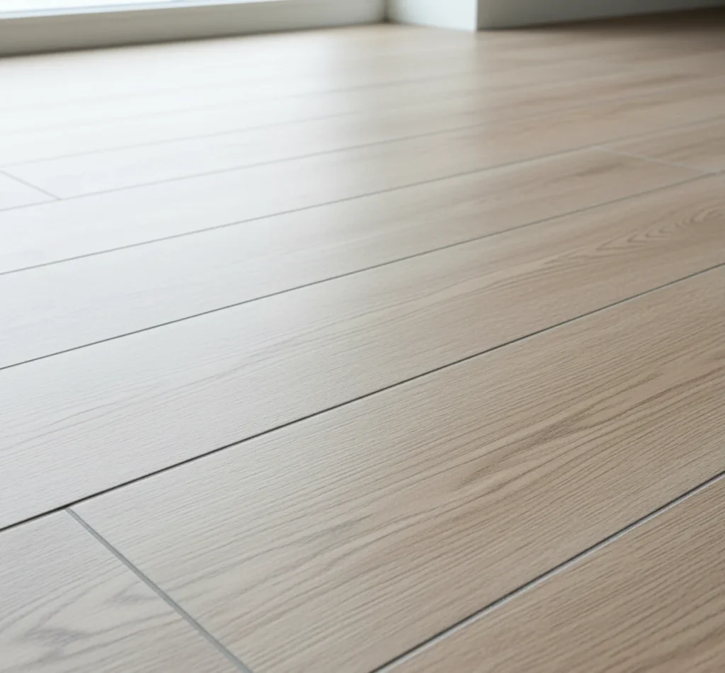 Rektifizierte Kanten ermöglichen bei Fliesen in Holzoptik eine sehr schmale Fuge für eine realistische Dielenoptik.