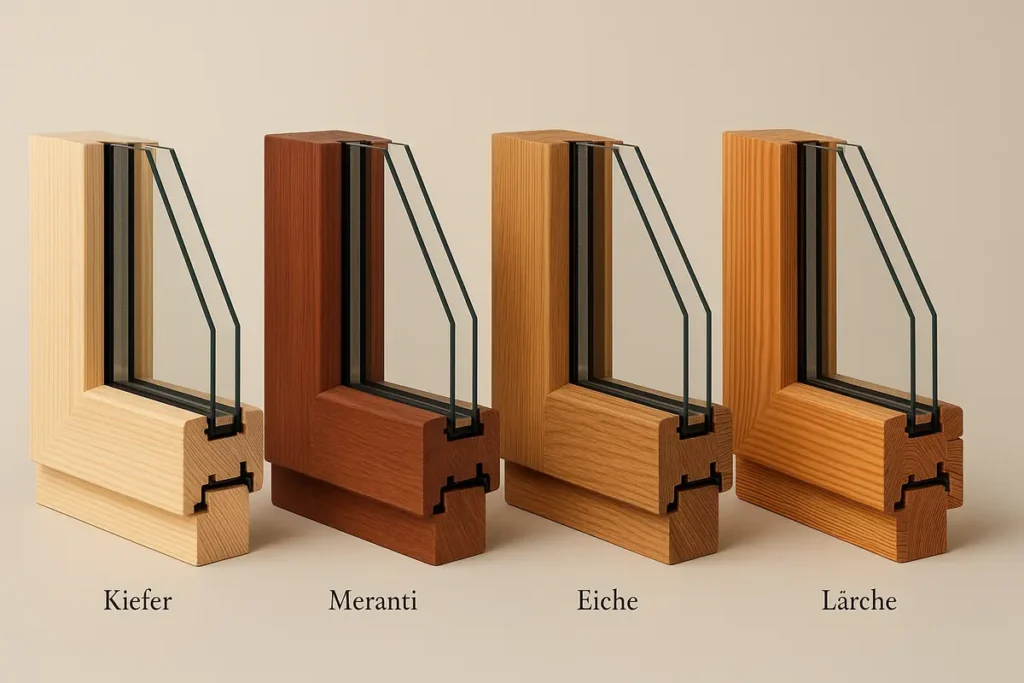 Vergleich der verschiedenen Holzarten für Fenster: Kiefer, Meranti, Eiche und Lärche im Überblick